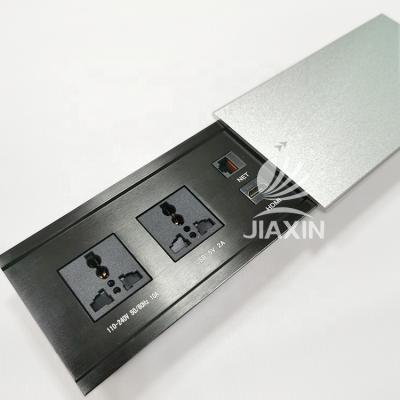 China Office Room OEM ODM Aluminum Alloy Sliding Cover Furniture Desk Socket Table Power Outlet for sale