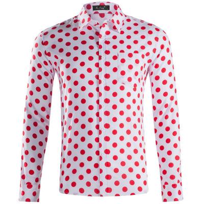 China Hot Fashion Printed Long Sleeve Men's Long Sleeve Polka Dot Cotton Anti-wrinkle W 2022 Sale Shirt Striping Mens Wear Wholesale for sale