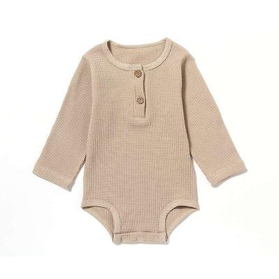 China COTTON kids clothing 2022 0-3 months baby waffle clothes newborn babies rompers knitted long sleeve rainbow kids overalls romper for sale