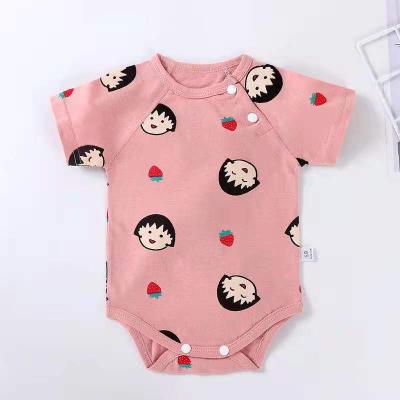 China COTTON 2022 latest summer baby romper cartoon print children short sleeve overalls high quality newborn rompers cotton for sale