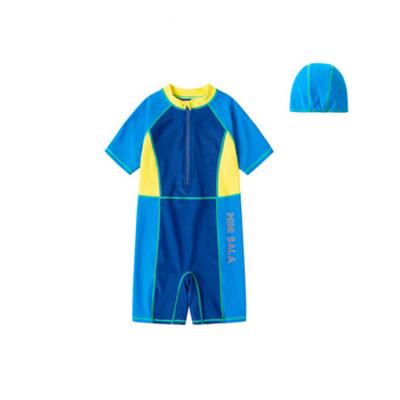 China Best Selling Breathable Striped Pastoral Style Kids All-In-One Swimsuit For Boys for sale