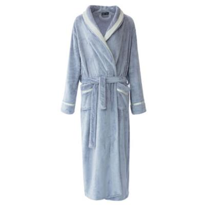 China Thermal Fully Stocked Solid Purple Color Bathrobe Coral Wool Robe For Sale Pajamas for sale