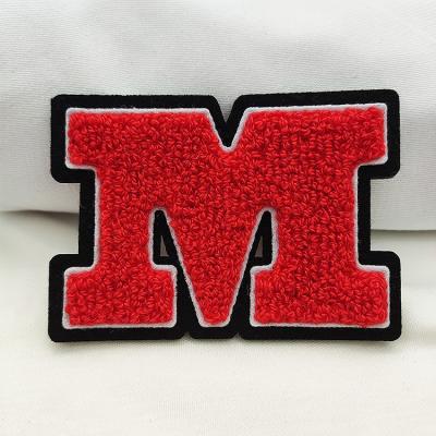 China 2023 Viable Fashion Trend Clothing Apparel Custom Hats Bag Large Red Letter Chenille Iron On Patches Badges for sale