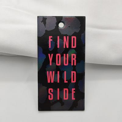 China Sustainable Customized Apparel Hang Tag Paper PVC Jeans Tags Hang Tag Backing Custom Care Labels for sale