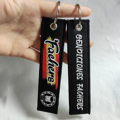 China cheap price 3D custom embroidery woven patches backpack zipper auto key chain for sale