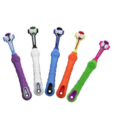 China Factory Sale OEM Logo ODM Design Sustainable Pet Newly 3 Headed Toothbrush, Dog Toothbrush, Toothbrush Pet for sale