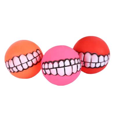 China Diameter 7.5cm Dog Viable Teeth Silicone Ball Sound Squeaky Dog Chew Toy Balls for sale