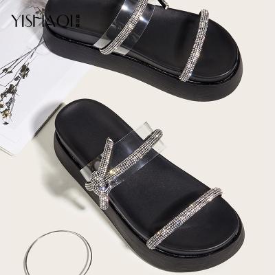 China Fashion Trend China Custom 2022 Summer Designer Girl Shoes Fashion Rhinestone Sandals Platform Flat Sandals for Women and Ladies for sale