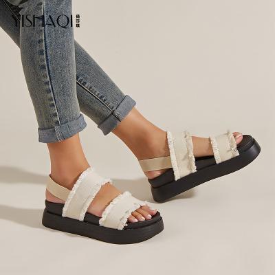 China Wholesale 2022 Fashion Trend Comfortable Summer Women Shoes Outdoor Flat Sandals Female Platform Sandals for Woman and Ladies for sale