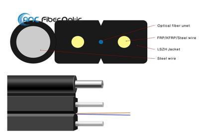 China Peso ligero plano del solo modo del cable óptico de descenso de G657A1 G657A2 de la base aérea del cable 2 en venta