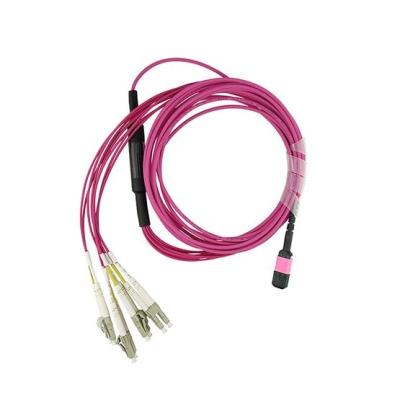 China MPO Female To 4 X LC Duplex Fiber Optic Breakout Cable 50/125 OM4 3.0mm LSZH Jacket for sale