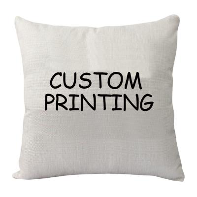 China Small MOQ Non-Toxic Wholesale Linen Pillow Case 18*18inch Custom Cushion Cover Copy Your Design for sale