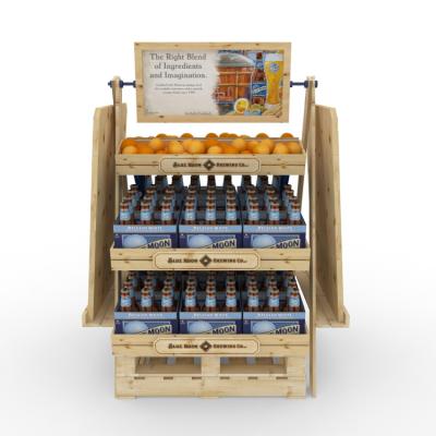 China Botella de cerveza de madera estable echada a un lado doble modificada para requisitos particulares del supermercado del estante del vino de Diy del estante de exhibición en venta