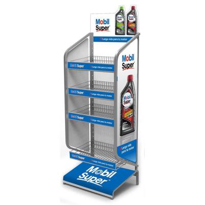 China 4 Tier Metal Display Stands Engine Oil Metal Car Accessories Display Rack Lubricant Oil for sale