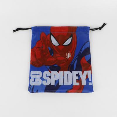 China Newspaper used new cute spiderman polyester drawstring school bag for sale