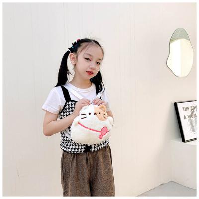 China Lovely new style children's fashion preppy cute print cat two belts fashion plush kids backpack bags for sale