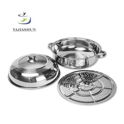 China Sustainable Home Kitchen Stainless Steel Induction Steamer Pot, Double Handle Steaming Pot for sale