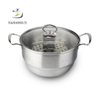 China Good Quality Stainless Steel Soup Pot Belly Stock Pot Belly Viable Cheap Cookware With Steamer for sale