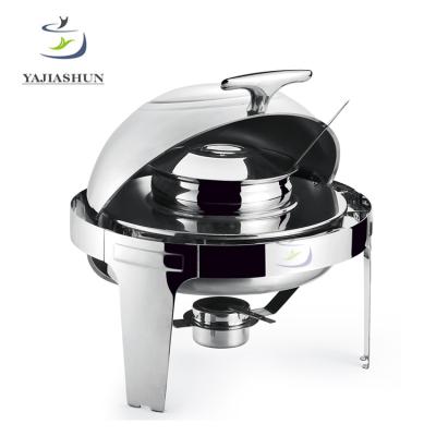 China Restaurnts/Hotel Stainless Steel Round Metal Cylinder Desktop Chafing Dish Buffet Food Warmer With Window for sale