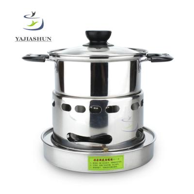 China Restaurnts/Hotel Hot Pot Mini Healthy Stainless Steel Alcohol and Cooking Soup Pot Shabu Shabu Hot Pot for sale