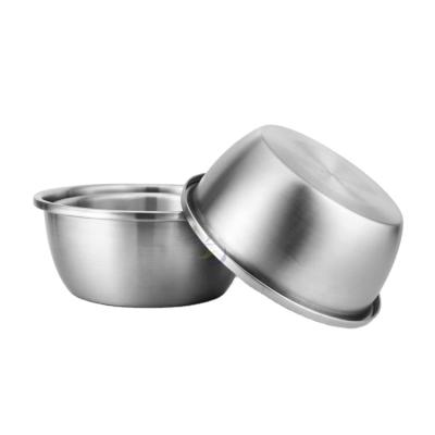 China Factory Price 18/10 Stainless Steel Dinner Pot Seasoning Bowl Single Layer Kitchen Viable Basin Deep Soup Mixing Bowl for sale