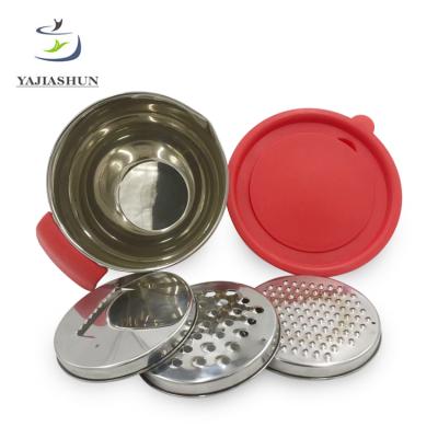 China Stainless Steel Kitchenware Kitchenware Non-slip Viable Accessories Silicone Bottom Mixing Bowl Set With Lids Airtight Salad Bowl With Grater for sale