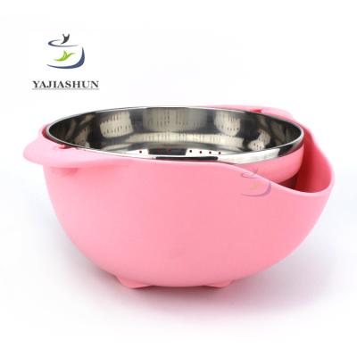 China Fruit Vegetable Viable Colander Plastic Stainless Steel Kitchen Accessories Strainer Colander Dish Drainer Set for sale