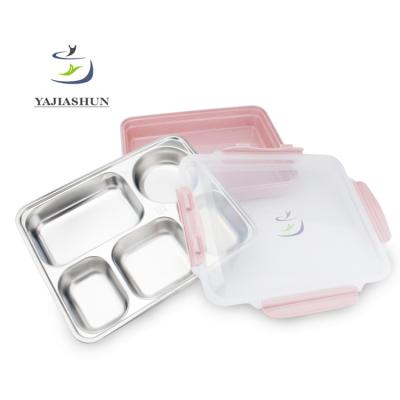 China Food Grade SUS304 Stainless Steel Food Container Bento Lunch Box With 4 Size Freshness Keeping Large Compartments for sale