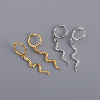 China TRENDY Punk Style Snake Earrings For Women 925 Sterling Silver Animal Snake Drop Earrings Stud Earrings Gold for sale