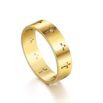 China New FASHIONABLE Multi Color Engagement Wedding Gifts For Women Men's Finger Ring Chic Jewelry Stainless Steel Couple Cross Rings for sale