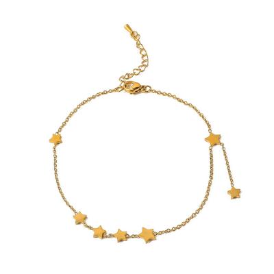 China Tasty BOHEMIA Gold Star Charm Anklet Gold Plated Tiny Boho Beach Star Foot Chain Anklet For Wedding Star Stainless Steel Anklet women for sale