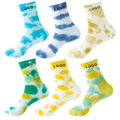 China CT Antibacterial Custom Logo Socks Tie Dye Fashion Socks for sale