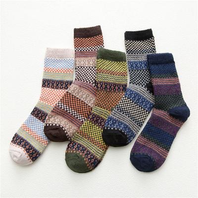 China CT Antibacterial Mid Calf Woolen Socks Nation Style Men's Thick Socks For Winter for sale