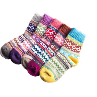 China Antibacterial Winter Thick Warm Women's Wool Sock Stiletto Needle Women's Socks Cross Flower Socks for sale