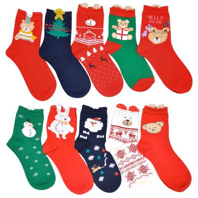 China CT Series Antibacterial Women's Mid-tube Ladies Cotton Socks Christmas Socks Women for sale