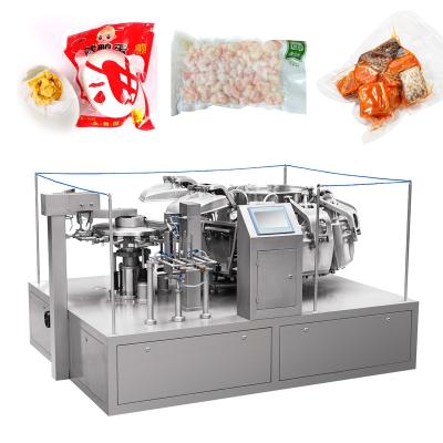 China Premade Automatic Pocket Snack Food Sticks Cheese Food Pickles Rotary Vacuum Packing Machine for sale