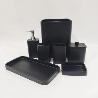 China Sustainable Resin Toothbrush Holder Black Bathroom Accessories Set Bathroom Products Hotel Bathroom Accessory for sale