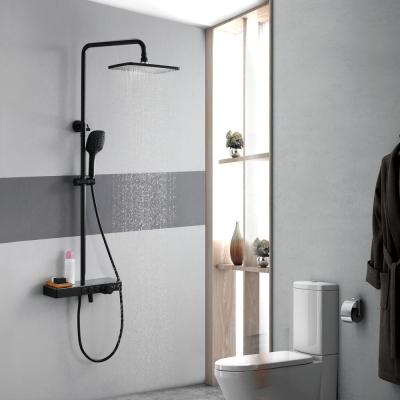 China Without Sliding Bar HIDEEP Wall Mounted Bathroom Shower Faucet Set Hot Cold Black Shower Faucet for sale