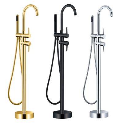 China Without Slide Bar HIDEEP Chrome/Black/Gold Around Floor Stand Faucets Bathroom Tub Hot And Cold Water Shower Faucet Set for sale