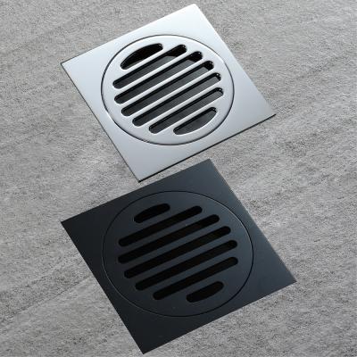 China HIDEEP Modern Bathroom Fittings Brass Square Chrome / Black Floor Drain for sale