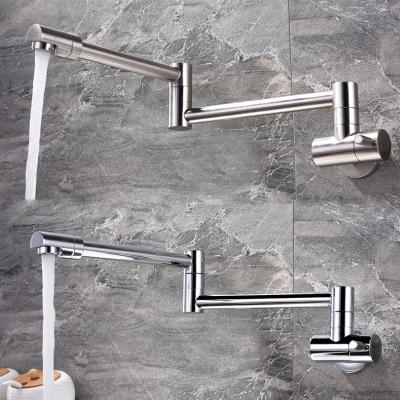 China Wall Mounted Folding Brass Faucet Single Tap Cold Water Faucets Chrome Basin Kitchen Sink Metered Faucet for sale