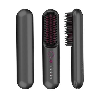 China 2022 New Products Battery Powered New Arrivals Cordless USB Rechargeable Hair Straightener Brush With Adjustable Temperature for sale