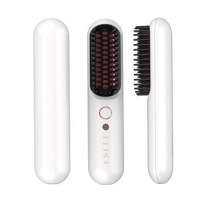 China Usb Battery Powered Portable Cordless Hair Straightener Brush Straightening Cordless Brush for sale