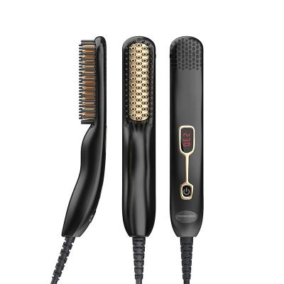 China Hot Selling Compact Hair Men Beard Straightener Electric Straightening Comb With LED Display for sale