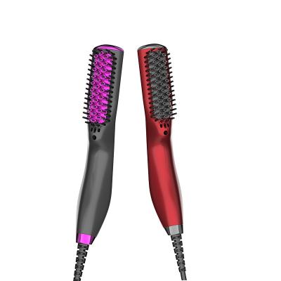 China New Fashion Compact Portable Heating Comb Electric Flat Iron Beard Straightener Brush For Men for sale