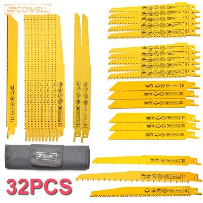 China 32pcs Bi-Metal Demolition Saber Saw Blades Kit 4 Inch 6 Inch 8 Inch 9 Inch Interchange Saw Blades Wood and Metal 1/2 Inch for sale