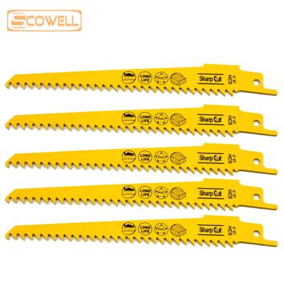 China Wood Cutting HCS 6 Inch 6TPI Reciprocating Saw Blades For Wood And Plastic Cutting Saber Saw Blades For Fast Wood Cutting Jagged Blades for sale