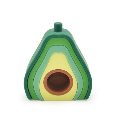 China Eco-friendly Material Interesting Stacking Silicone Toys Avocado Shape Baby Toys Cute Educational BPA Free 100% Safe Toy For Kids for sale