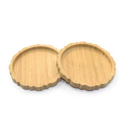 China New Arrival Disposable Eco Dinner Dishes Lrregular Disposable Wooden Dishes Round Wooden Tableware for sale