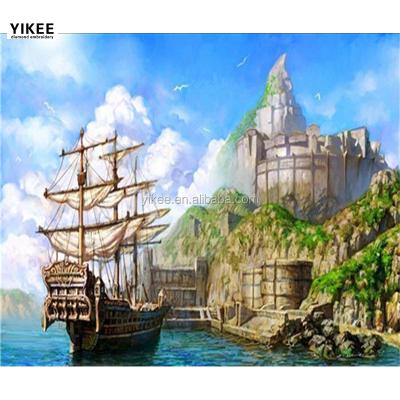 China Modern Handmade Diamond Embroidery Seascape DIY Adult Craft Kits,5d Diamond Painting Boat for sale